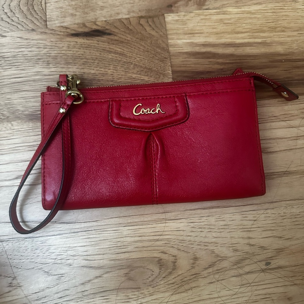 Coach Cherry Red Leather Wristlet